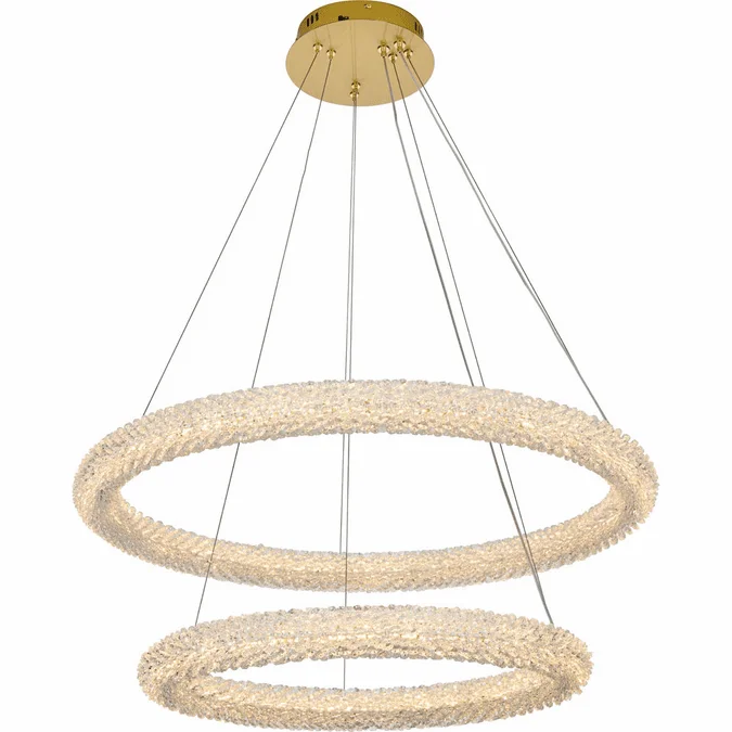 Elegant 3800G32SG Bowen Satin Gold LED 32″ Pendant Light