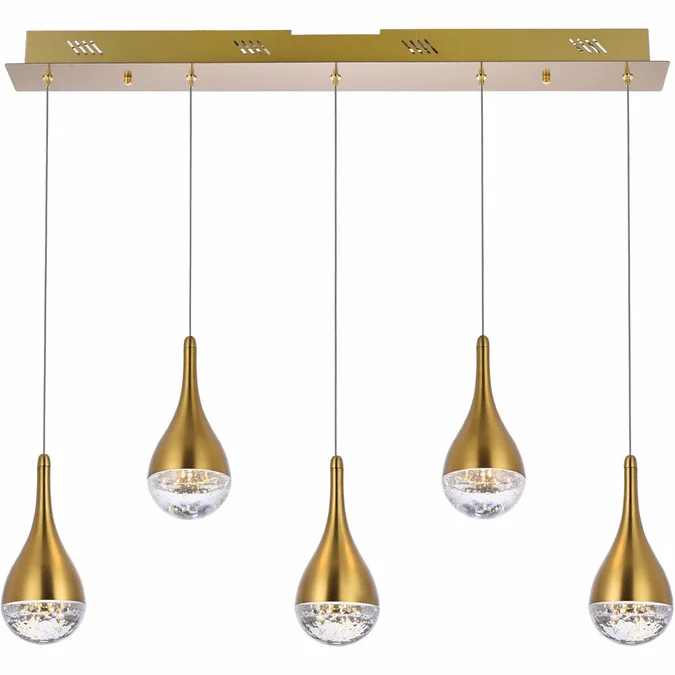 Elegant 3805D33SG Amherst Satin Gold LED Multi Hanging Lamp