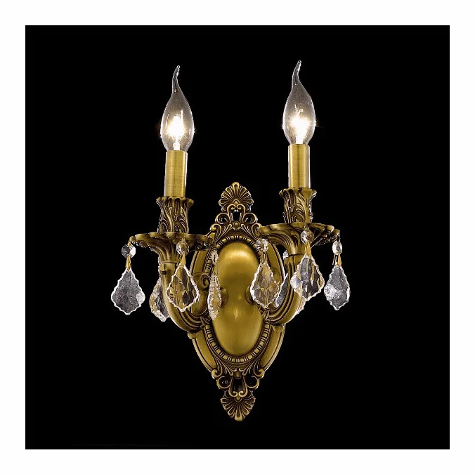Elegant 9202W9FG-RC Rosalia Vintage French Gold Clear Crystal Candle Sconce