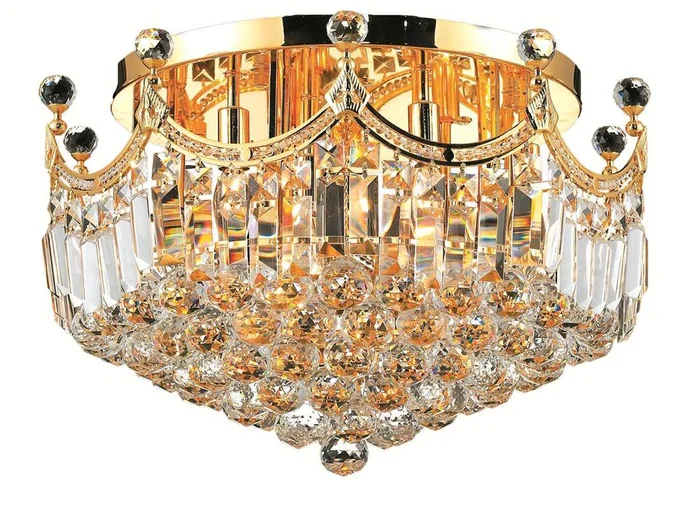 Elegant Corona 9-LT Gold Flush Mount Clear Royal Cut Crystal – V8949F20G/RC