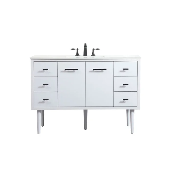 Elegant Cyrus 48″ Single Bathroom Vanity – White – VF48048MWH