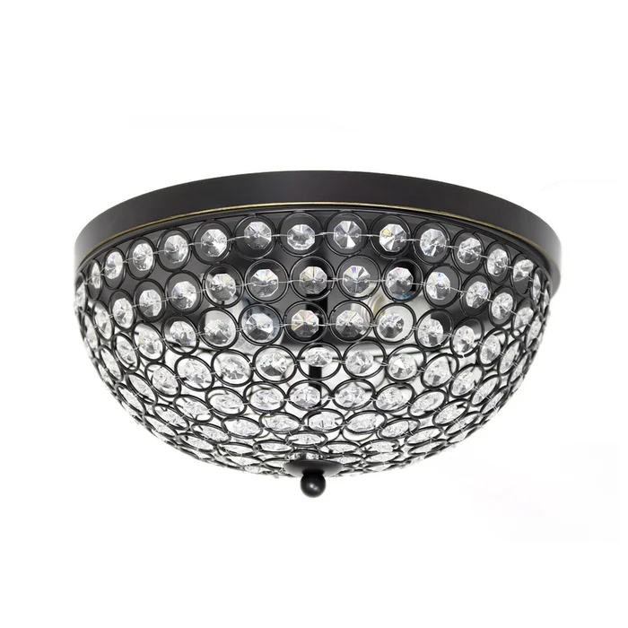 Elegant Designs Elipse Crystal Flush Mount Ceiling Light – Restoration Bronze|Plafonnier affleur Elipse dElegantDesigns en cristal – bronze restaur