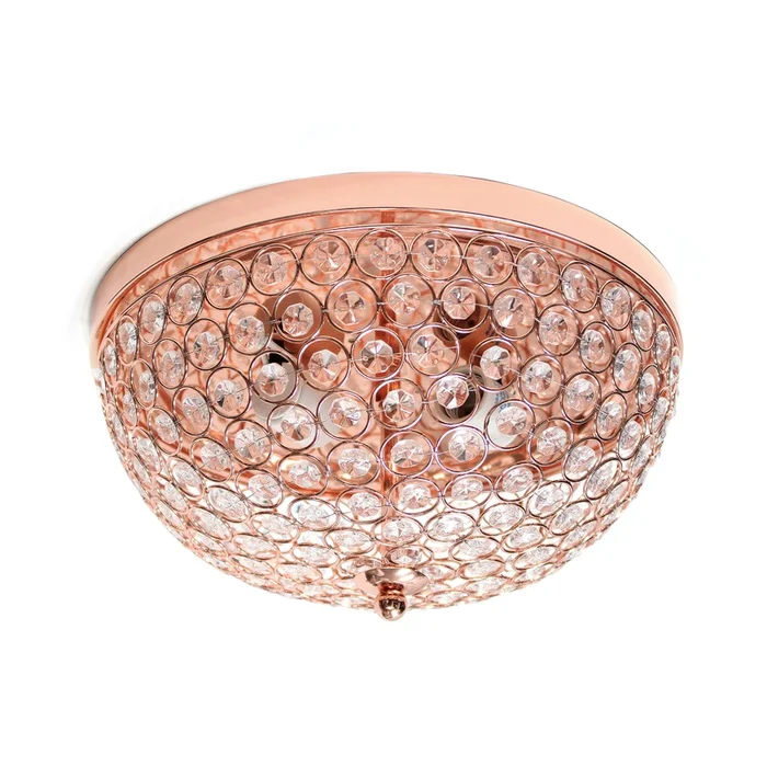 Elegant Designs Elipse Crystal Flush Mount Ceiling Light – Rose Gold|Plafonnier affleur Elipse dElegantDesigns en cristal – or rose