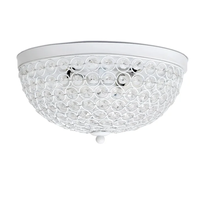 Elegant Designs Elipse Crystal Flush Mount Ceiling Light – White|Plafonnier affleur Elipse dElegantDesigns en cristal – blanc
