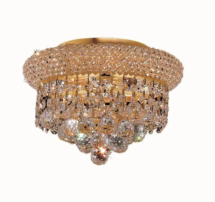 Elegant Primo 3-LT Gold Flush Mount Clear Royal Cut Crystal – V1800F10G/RC