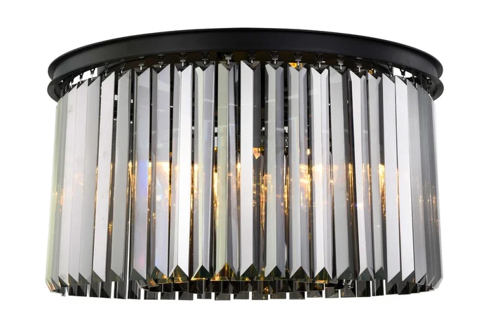 Elegant Sydney 8-LT Matte Black Flush Mount Silver Shade Royal Cut Crystal – 1238F26MB-SS/RC