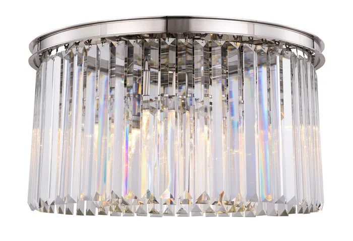 Elegant Sydney 8-LT Polished Nickel Flush Mount Clear Royal Cut Crystal – 1238F26PN/RC