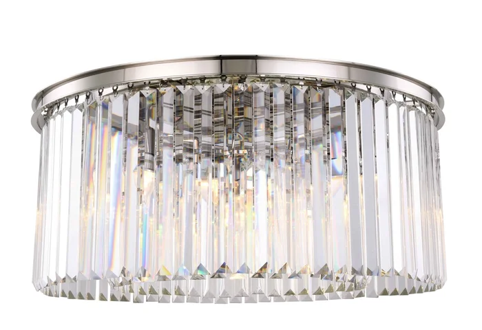 Elegant Sydney 8-LT Polished Nickel Flush Mount Clear Royal Cut Crystal – 1238F31PN/RC
