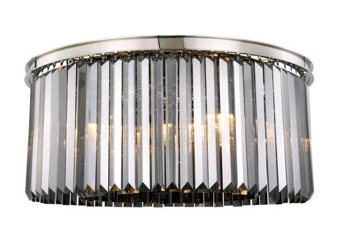 Elegant Sydney 8-LT Polished Nickel Flush Mount Silver Shade Royal Cut Crystal – 1238F31PN-SS/RC
