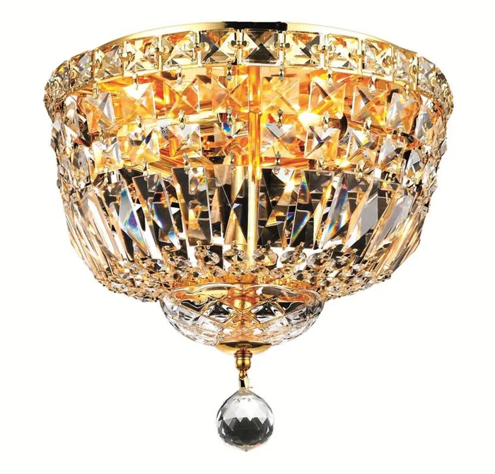 Elegant Tranquil 4-LT Gold Flush Mount Clear Royal Cut Crystal – V2528F12G/RC