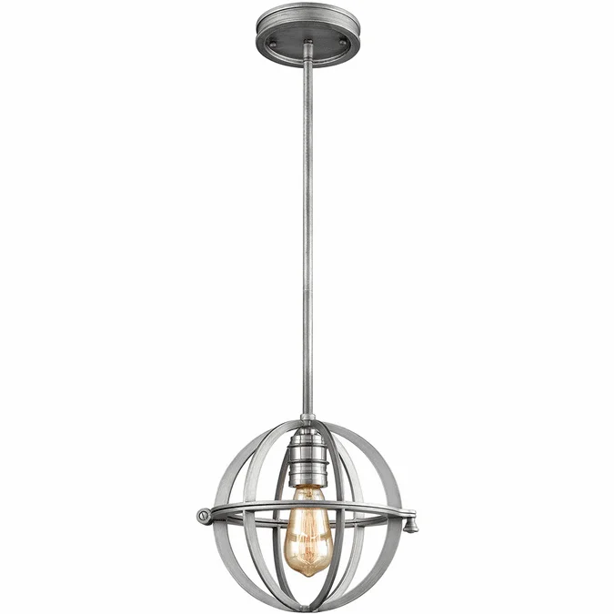 Elk Home 16171-1 Aubridge Modern Weathered Zinc / Polished Nickel Mini Pendant Light