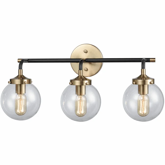Elk Home Showroom 14428-3 Boudreaux Contemporary Matte Black / Antique Gold 3-Light Bath Lighting
