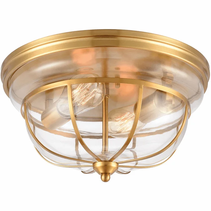 Elk Home Showroom 46574-2 Manhattan Boutique Contemporary Brushed Brass Flush Mount Light Fixture
