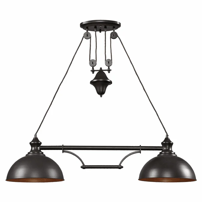 Elk Home Showroom 65150-2 Farmhouse 2 Lamp 44 Inch Wide Kitchen Island Light – Oiled Bronze