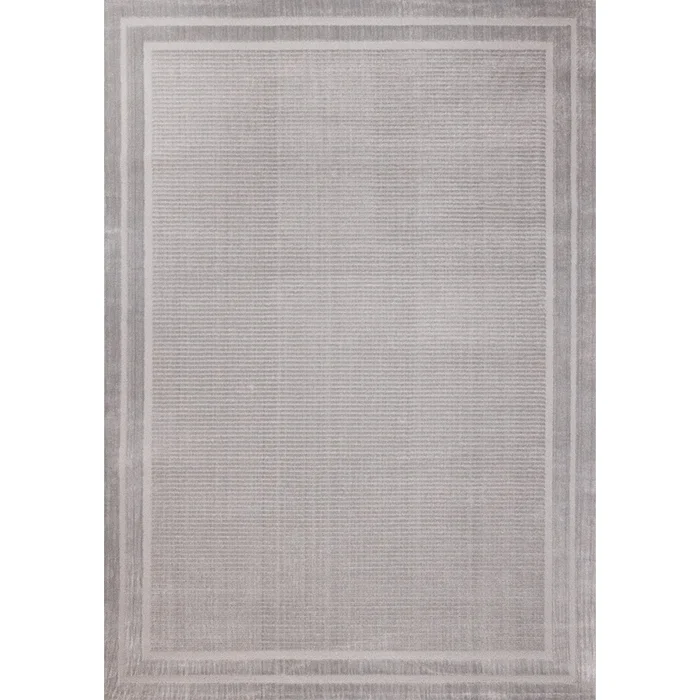 Ellie High-Low Textured Soft Polyester Grey Border Area Rug – 7’10 x 10’6|Carpette poil long et court Ellie en polyester doux textur bordure grise – 7pi 10po x 10pi 6po