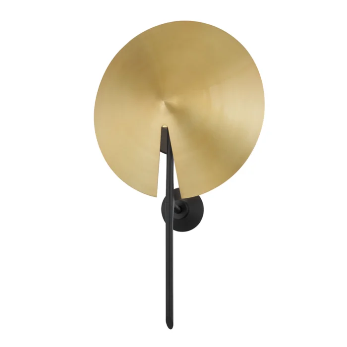 Equilibrium 1-Light Wall Sconce in Aged Brass/Black 12L x 12W x 20H