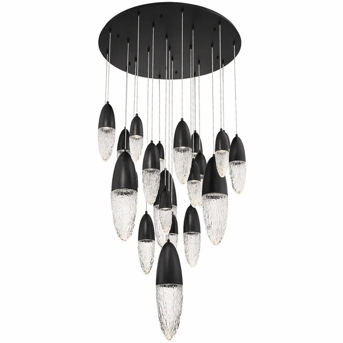 Eurofase 43860-025 Écrou Modern Black Halogen Round Multi Pendant Lamp
