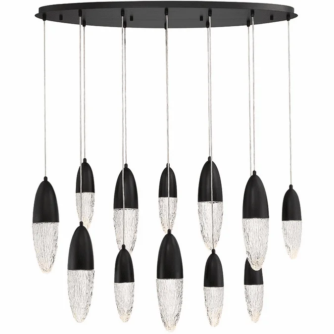 Eurofase 43861-024 Écrou Modern Black Halogen Drum Multi Drop Lighting Fixture