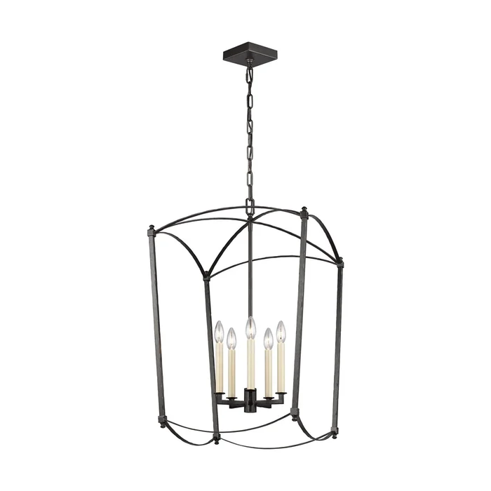 Feiss Thayer 5-LT Hall Chandelier – Smith Steel – F3323/5SMS