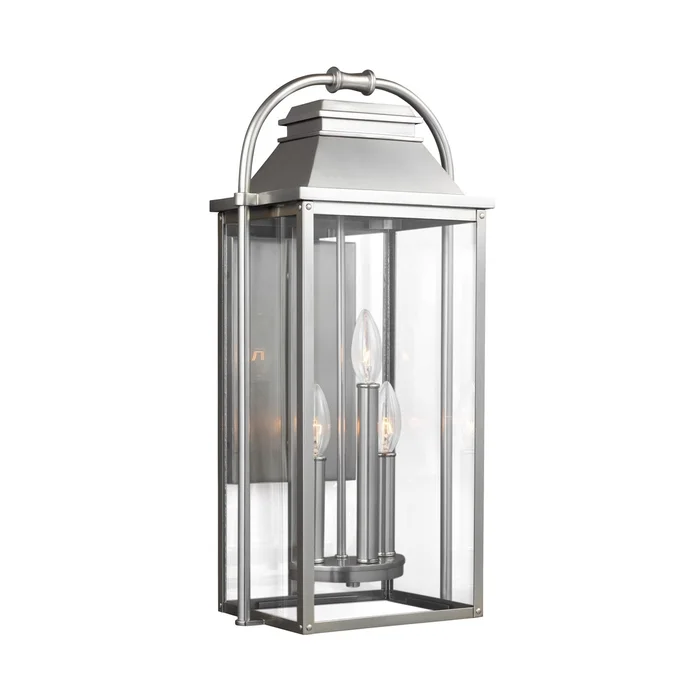 Feiss Wellsworth 3-LT Outdoor Wall Lantern – Painted Brushed Steel – OL13201PBS