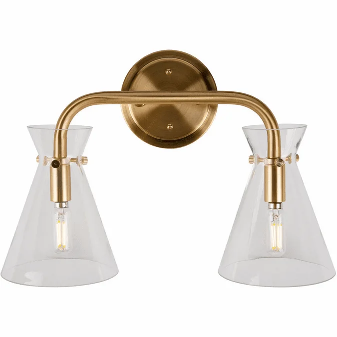 Forte 5733-02-12 Beaker Contemporary Soft Gold 2-Light Bathroom Light Sconce