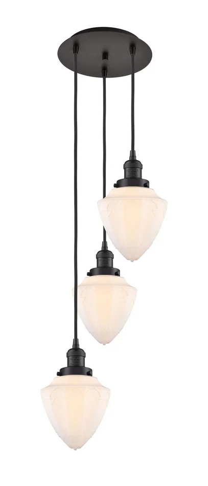 Franklin Restoration Three Light Pendant in Oil Rubbed Bronze (405|113F-3P-OB-G661-7)