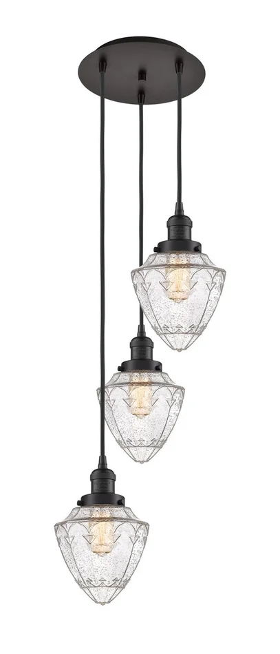 Franklin Restoration Three Light Pendant in Oil Rubbed Bronze (405|113F-3P-OB-G664-7)