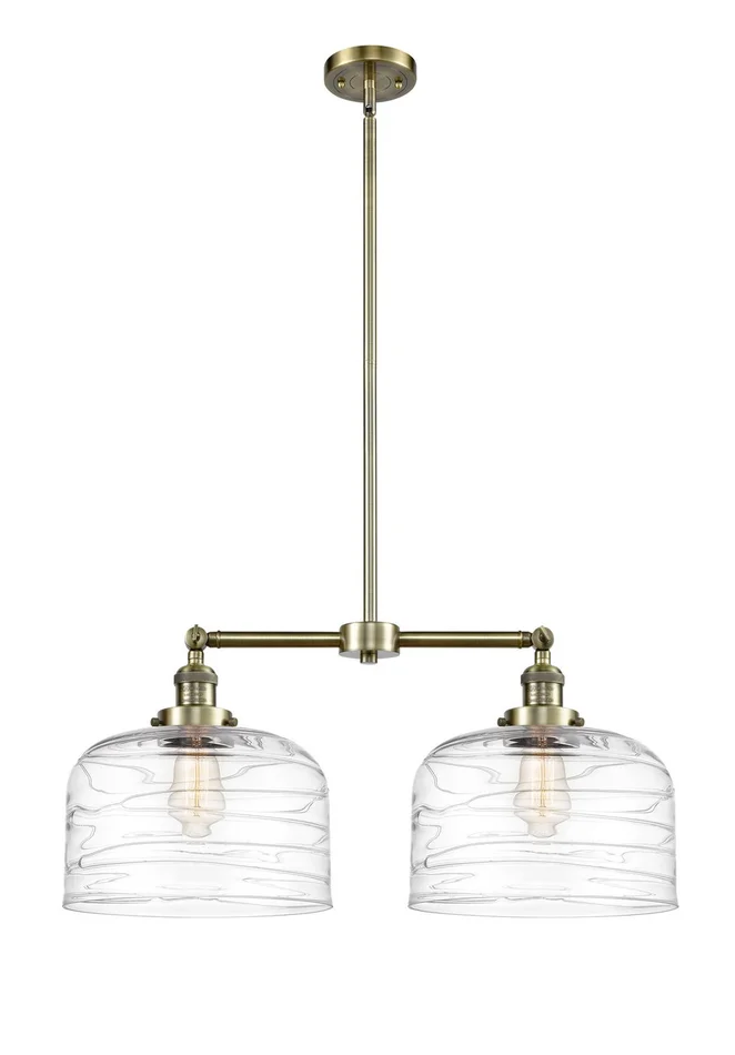 Franklin Restoration Two Light Island Pendant in Antique Brass (405|209-AB-G713-L)