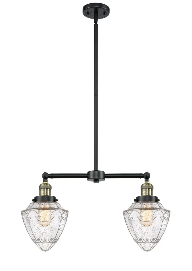 Franklin Restoration Two Light Island Pendant in Black Antique Brass (405|209-BAB-G664-7)