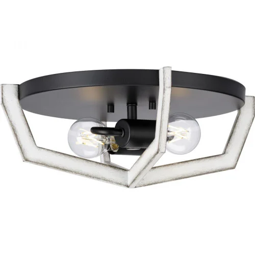 Galloway Collection Two-Light 15” Matte Black Modern Farmhouse Flush Mount Light with Distressed (149|P350224-31M)