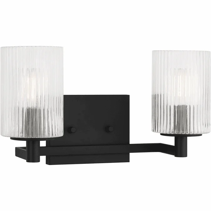 Generation Lighting GLV1042EN/MBK Lando Modern Midnight Black 2-Light Bathroom Lighting