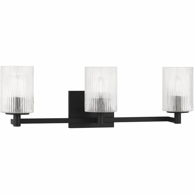 Generation Lighting GLV1043MBK Lando Contemporary Midnight Black 3-Light Bathroom Light Fixture