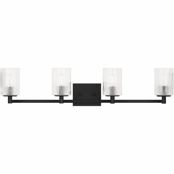 Generation Lighting GLV1044EN/MBK Lando Modern Midnight Black 4-Light Vanity Light Fixture