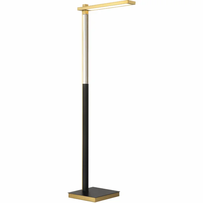 George Kovacs P1927-726-L Sauvity Contemporary Coal and Soft Brass LED Floor Lamp Lighting