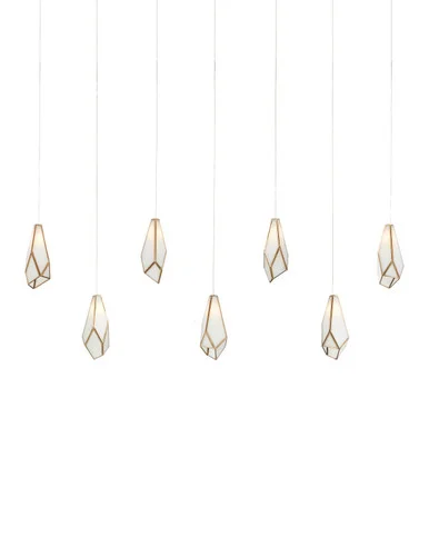 Glace Collection Seven Light Pendant in White/Antique Brass (142|9000-1072)