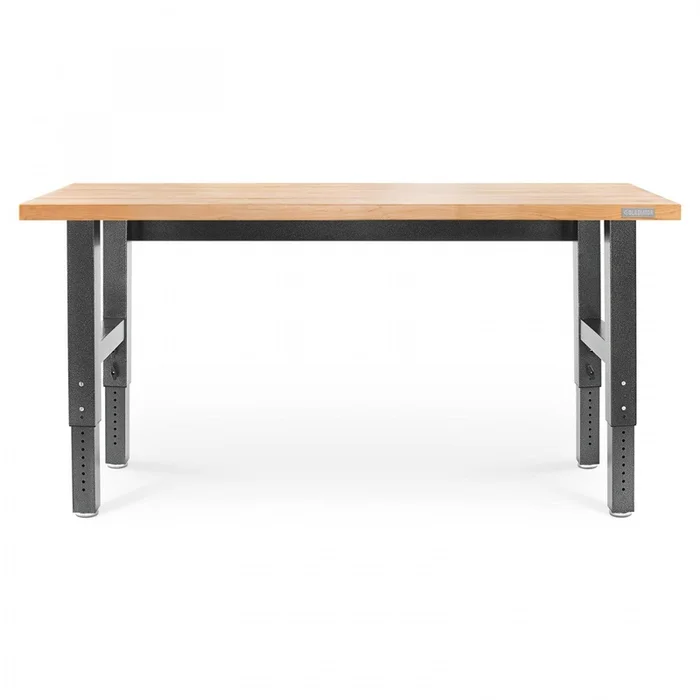 Gladiator 6′ Adjustable Height Hardwood Workbench – Hammered Granite|tabli de 6pi hauteur rglable en bois franc de Gladiator – granite martel