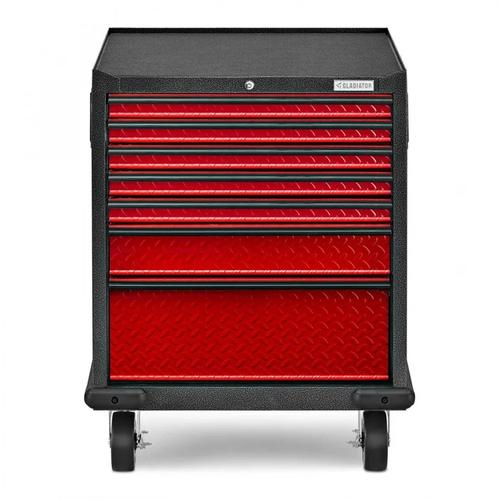 Gladiator Premier 7-Drawer Modular Tool Storage Cabinet – Red Tread|Armoire outils modulaire de srie Premier 7tiroirs de Gladiator – bande de roulement rouge