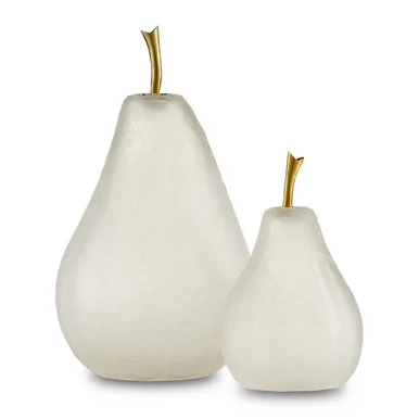 Glass Pear Set of 2 Pear Set of 2 in Matte Frost/Brass (142|1200-0641)