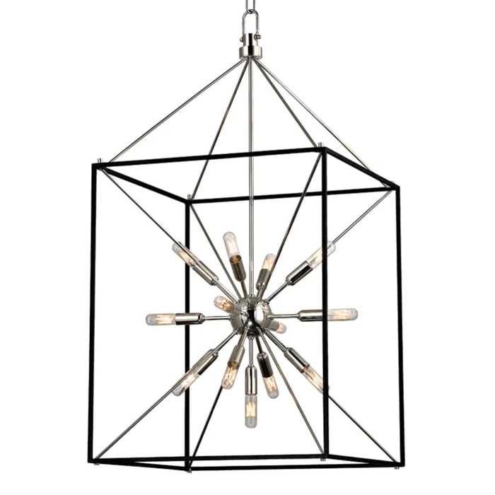 Glendale 13-Light Lantern in Polished Nickel/Black 20.25L x 20.25W x 38.25H