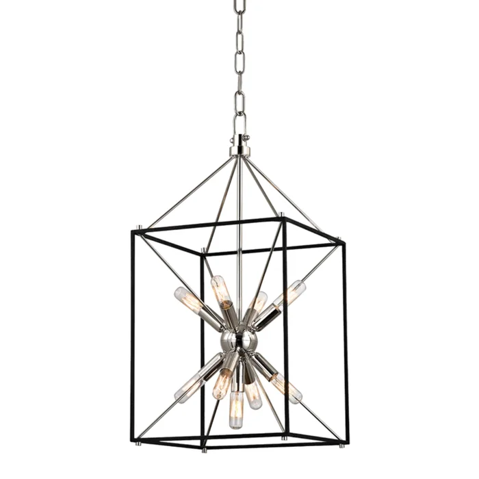 Glendale 9-Light Lantern in Polished Nickel/Black 12.25L x 12.25W x 24.75H