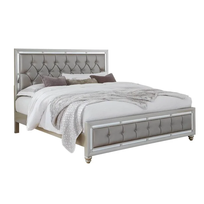 Global Furniture Riley King Platform Bed in Silver