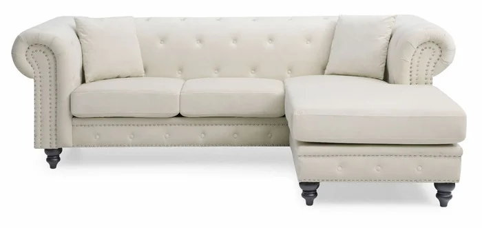Glory Furniture G0357 Sofa Chaise in Ivory G0357B-SC