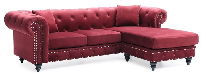 Glory Furniture G0359 Sofa Chaise in Burgundy G0359B-SC