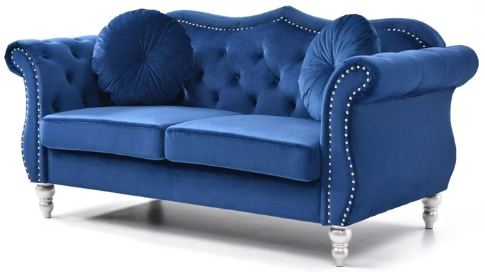 Glory Furniture G0661A Loveseat in Navy Blue G0661A-L