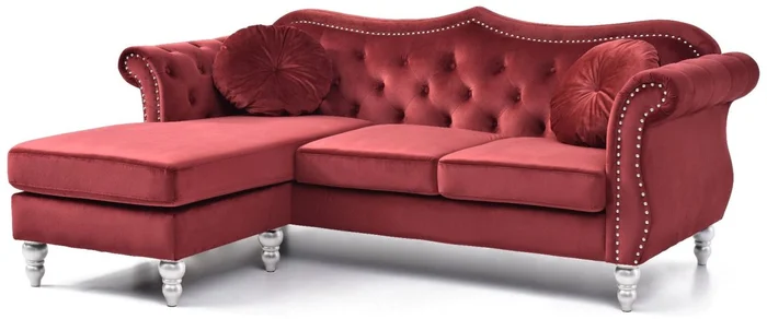 Glory Furniture G0669 Sofa Chaise in Burgundy G0669B-SCH