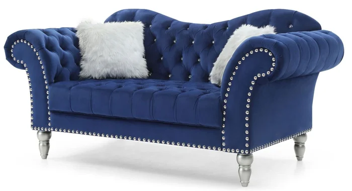 Glory Furniture G0953A Loveseat in Navy Blue G0953A-L