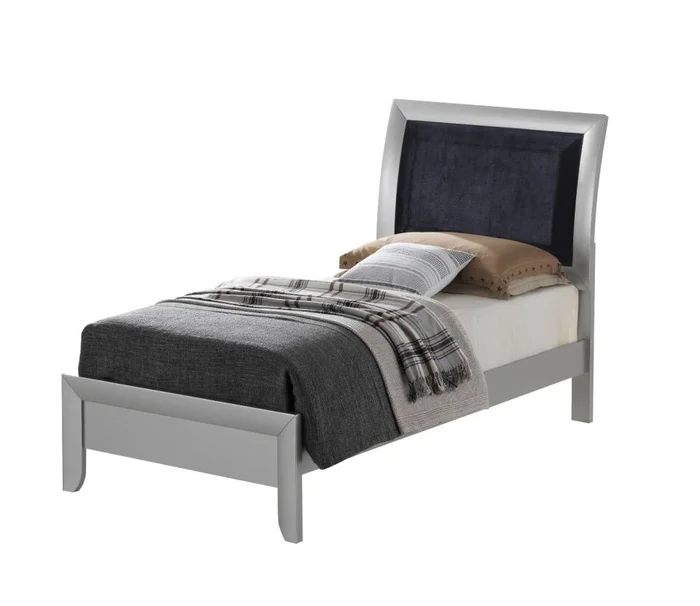 Glory Furniture G1503A Twin Sleigh Bed in Silver