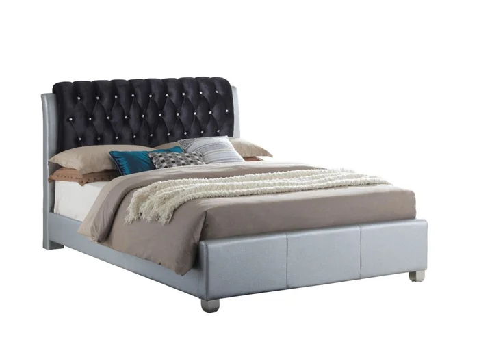 Glory Furniture G1503C Queen Upholstered Panel Bed in Silver