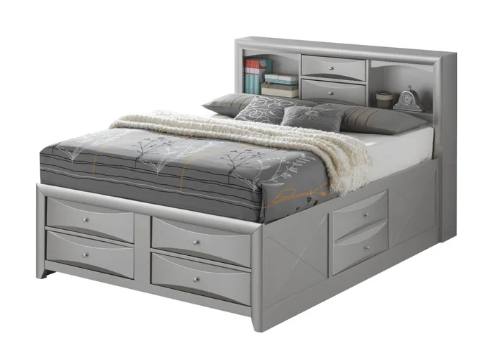 Glory Furniture G1503G Full Bookcase Storage Bed in Silver