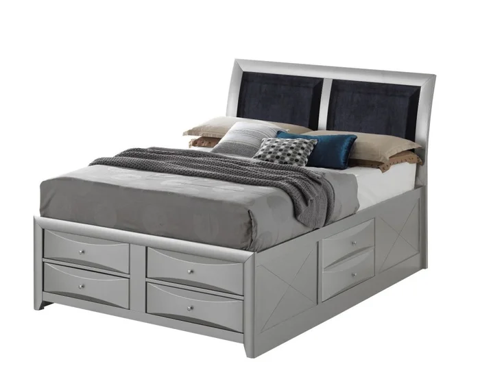 Glory Furniture G1503I King Sleigh Storage Bed in Silver